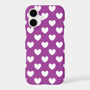 White polka hearts on Purple Cactus Flower purple