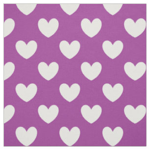 White polka hearts on purple fabric