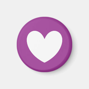 White polka hearts on purple magnet