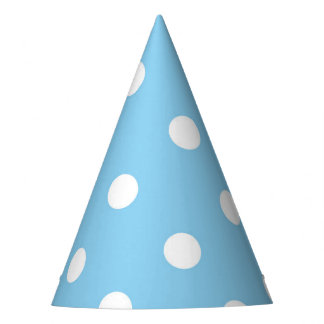White Polka on Blue Party Hat
