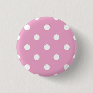 White Polka on Pink 3 Cm Round Badge