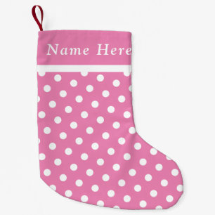 White Polka Pink Christmas Stocking Custom  Name