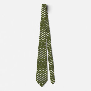 White Polkadots Army Green Tie Cheap & Elegant