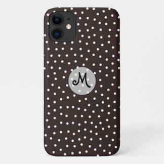 White Polkadots on Black With Unique Pattern iPhone 11 Case