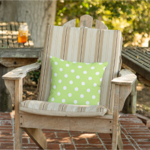 White Polkadots Pattern On Lime Green Cushion