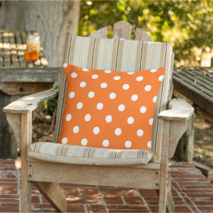 White Polkadots Pattern On Mandarin Orange Cushion