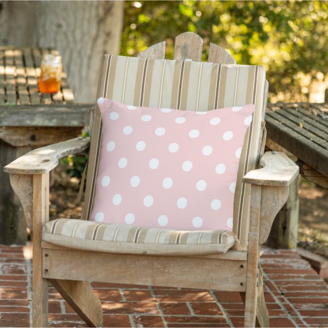 White Polkadots Pattern On Pastel Blush Pink Cushion (Chair)
