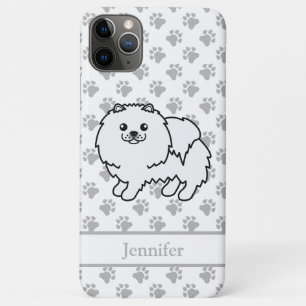 White Pomeranian Cute Cartoon Dog & Name iPhone 11 Pro Max Case