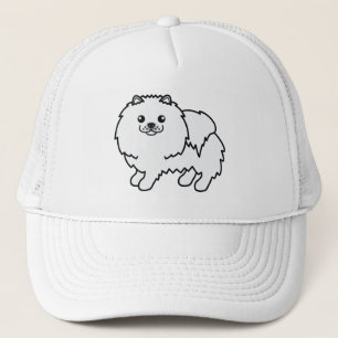 White Pomeranian Cute Cartoon Dog Trucker Hat