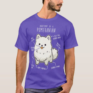 White Pomeranian Dog Anatomy T-Shirt
