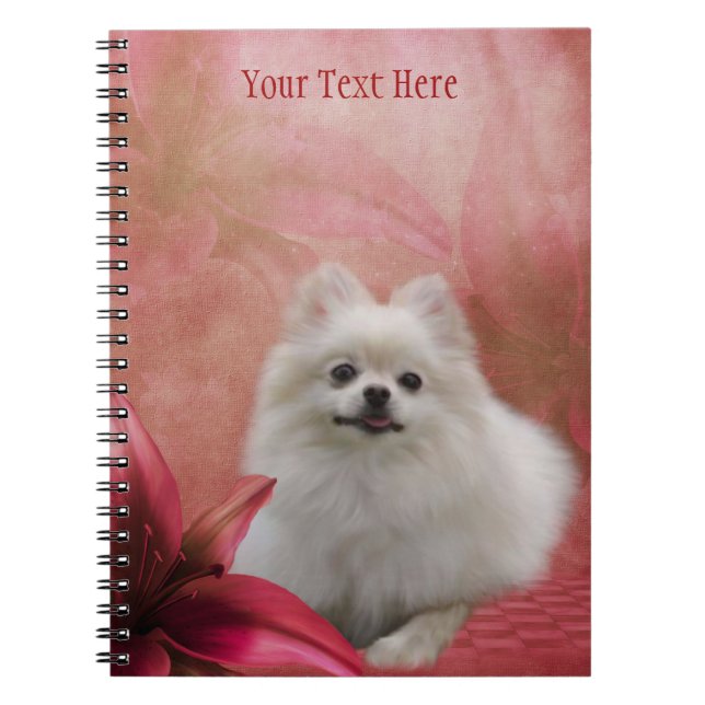 White Pomeranian Fantasy Dog Art Notebook (Front)