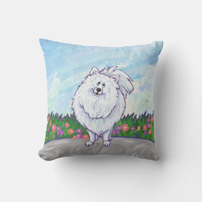 White Pomeranian Gifts & Accessories Cushion (Front)