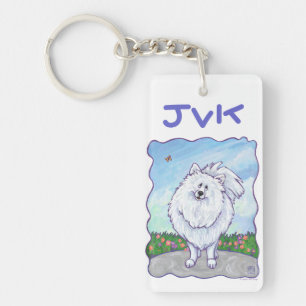 White Pomeranian Gifts & Accessories Key Ring
