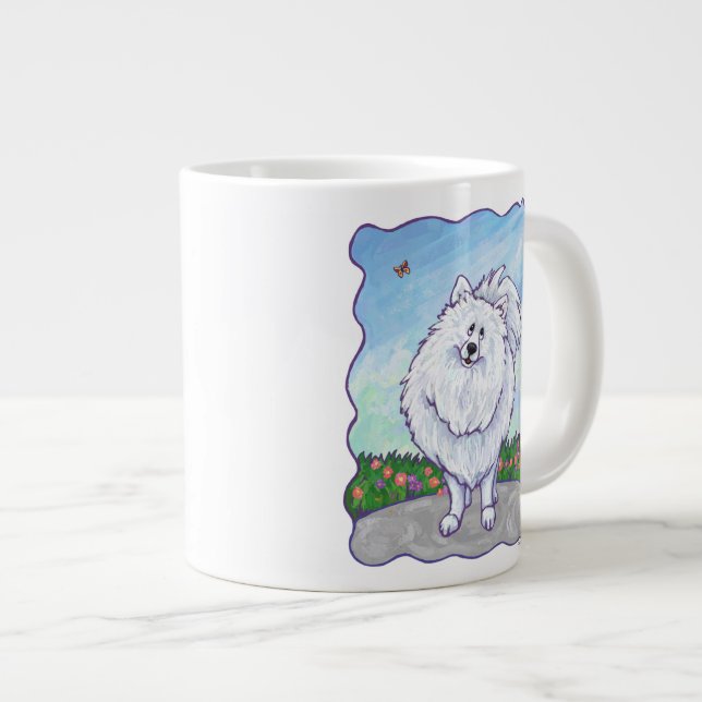 White Pomeranian Gifts & Accessories Large Coffee Mug (Front Right)