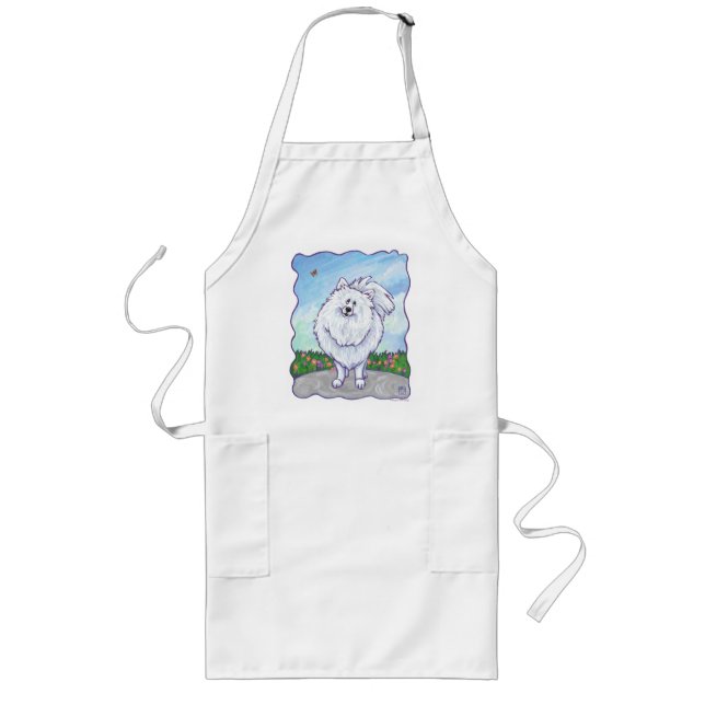 White Pomeranian Gifts & Accessories Long Apron (Front)