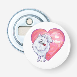 White Pomeranian Valentine's Day Bottle Opener