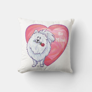 White Pomeranian Valentine's Day Cushion