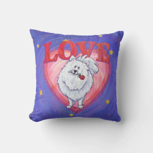 White Pomeranian Valentine's Day Cushion