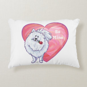 White Pomeranian Valentine's Day Decorative Cushion