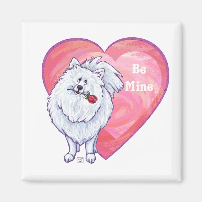 White Pomeranian Valentine's Day Magnet (Front)