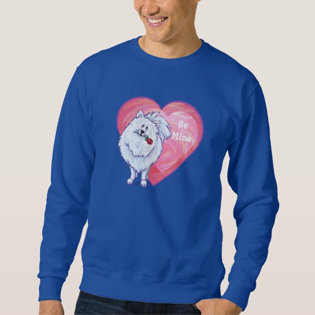 White Pomeranian Valentine's Day Sweatshirt (Front)
