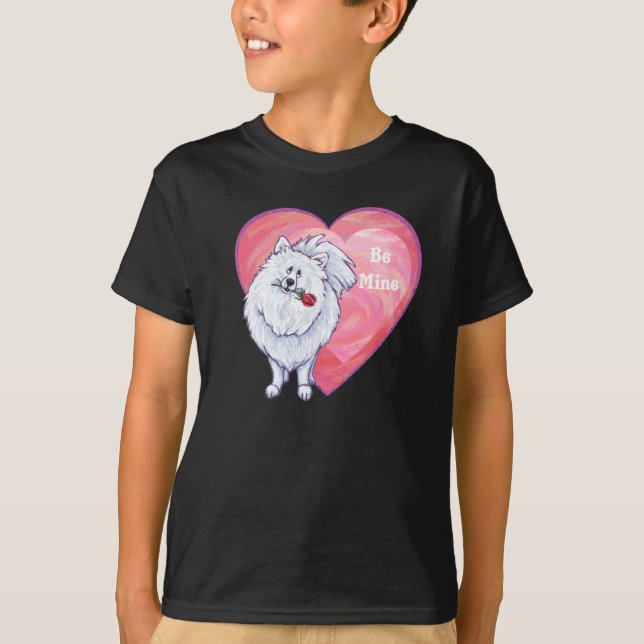 White Pomeranian Valentine's Day T-Shirt (Front)