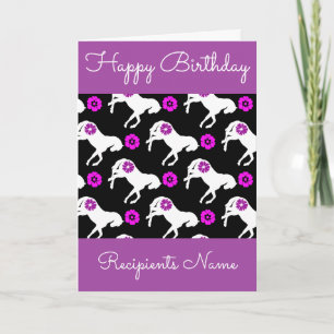 White Ponies Birthday Card - Custom Pony Card
