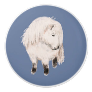 White Pony Ceramic Knob