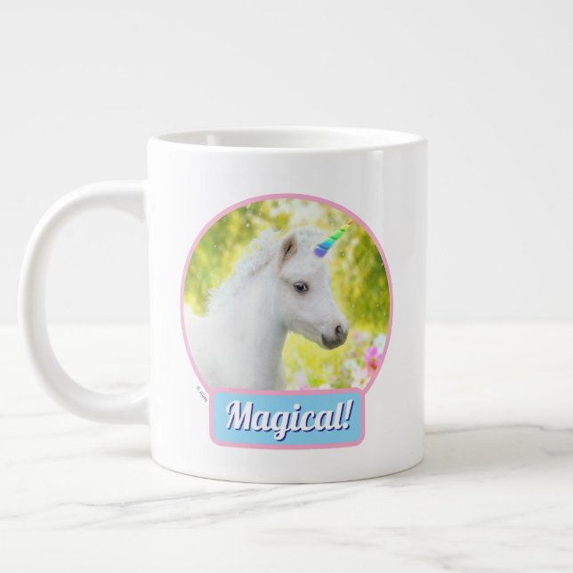 White Pony Unicorn Large Coffee Mug (Left)