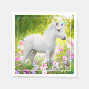 White Pony Unicorn Napkin