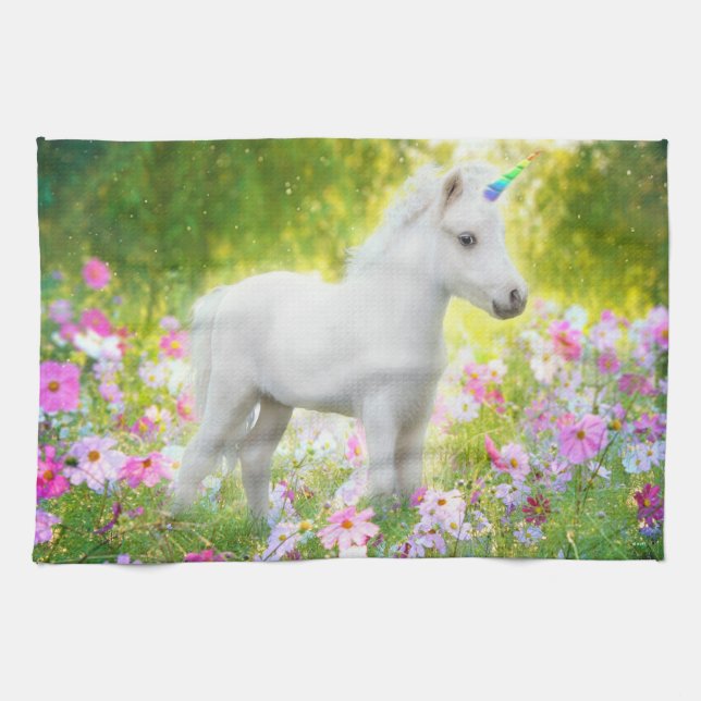 White Pony Unicorn Tea Towel (Horizontal)