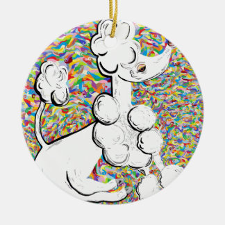 White Poodle Ceramic Ornament