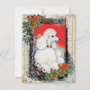 White Poodle Christmas Vintage Style Card