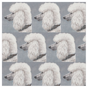 White Poodle Dog Art Fabric
