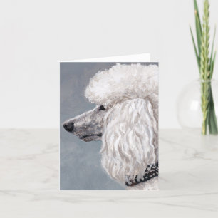 White Poodle Dog Art Note Card
