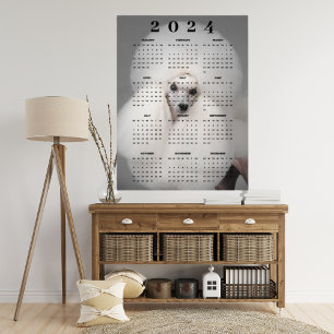 White Poodle Dog Fancy Haircut Photo 2024 Calendar Poster