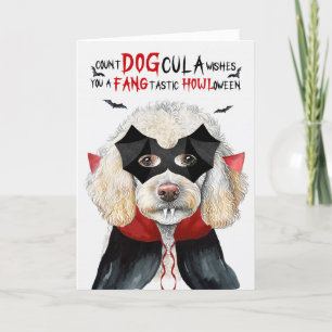 White Poodle Dog Funny Count DOGcula Halloween Holiday Card