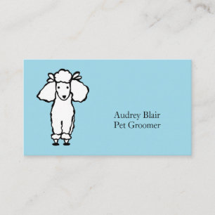 White Poodle Dog Groomer Turquoise Business Card
