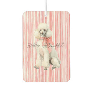 White Poodle Dog Hello Beautiful Car Air Freshener