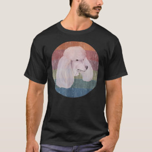 White Poodle Dog Watercolor On Distressed Sunset T-Shirt