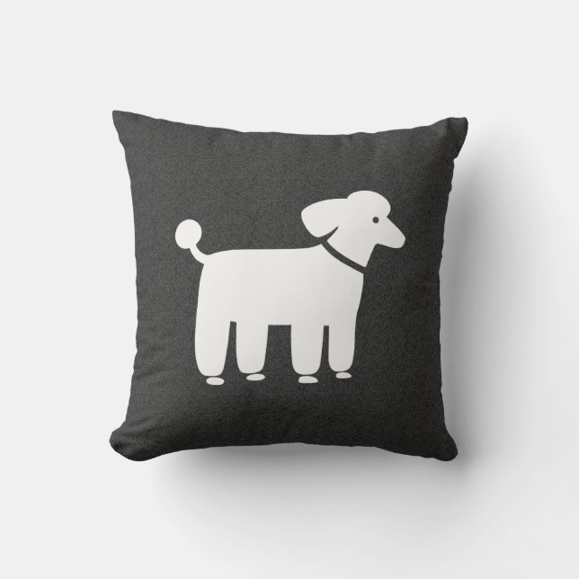 White Poodle Graphic Cushion (Front)