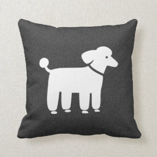 White Poodle Graphic Cushion