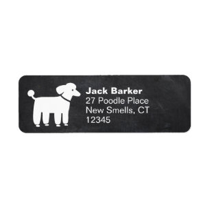 White Poodle Graphic Return Address Label