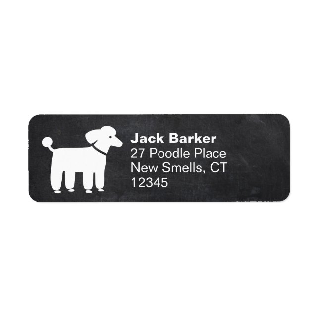 White Poodle Graphic Return Address Labels (Front)