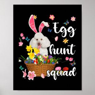 White Poodle Happy Easter Day Easter Colourful Egg Poster