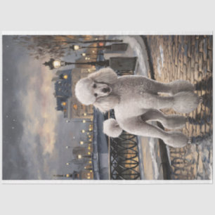White Poodle in Paris Painting Decoupage Tissue Paper