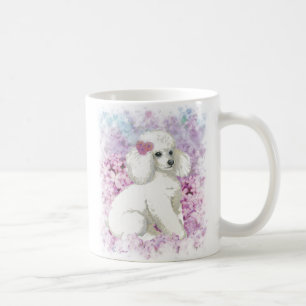 White Poodle in the Lilacs Coffee Mug Cup