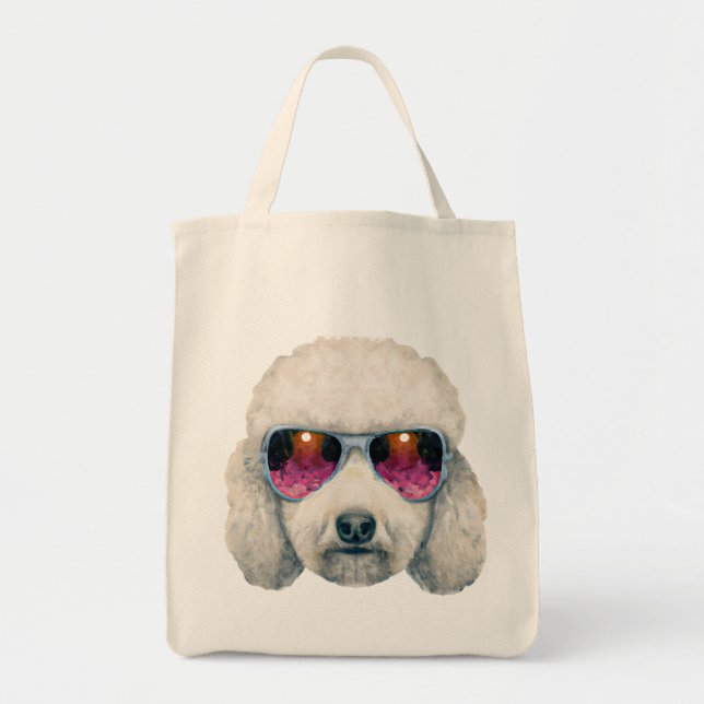 White Poodle Jumbo Tote Bag (Front)