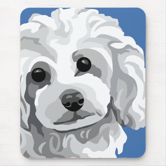 White Poodle Mouse Pad (Front)