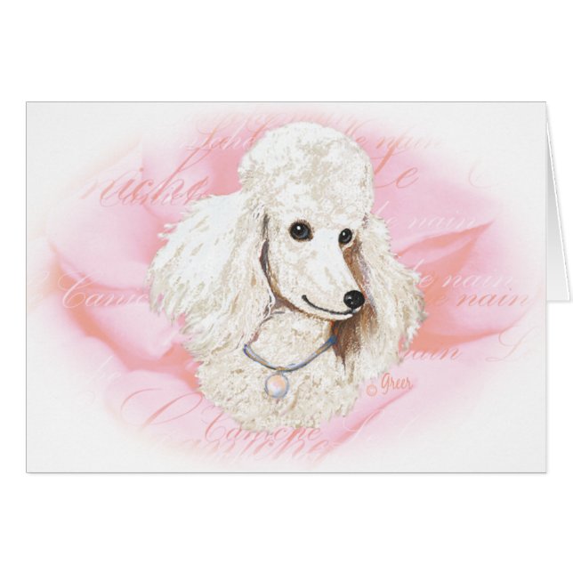 White Poodle n Rose Portrait (Front Horizontal)